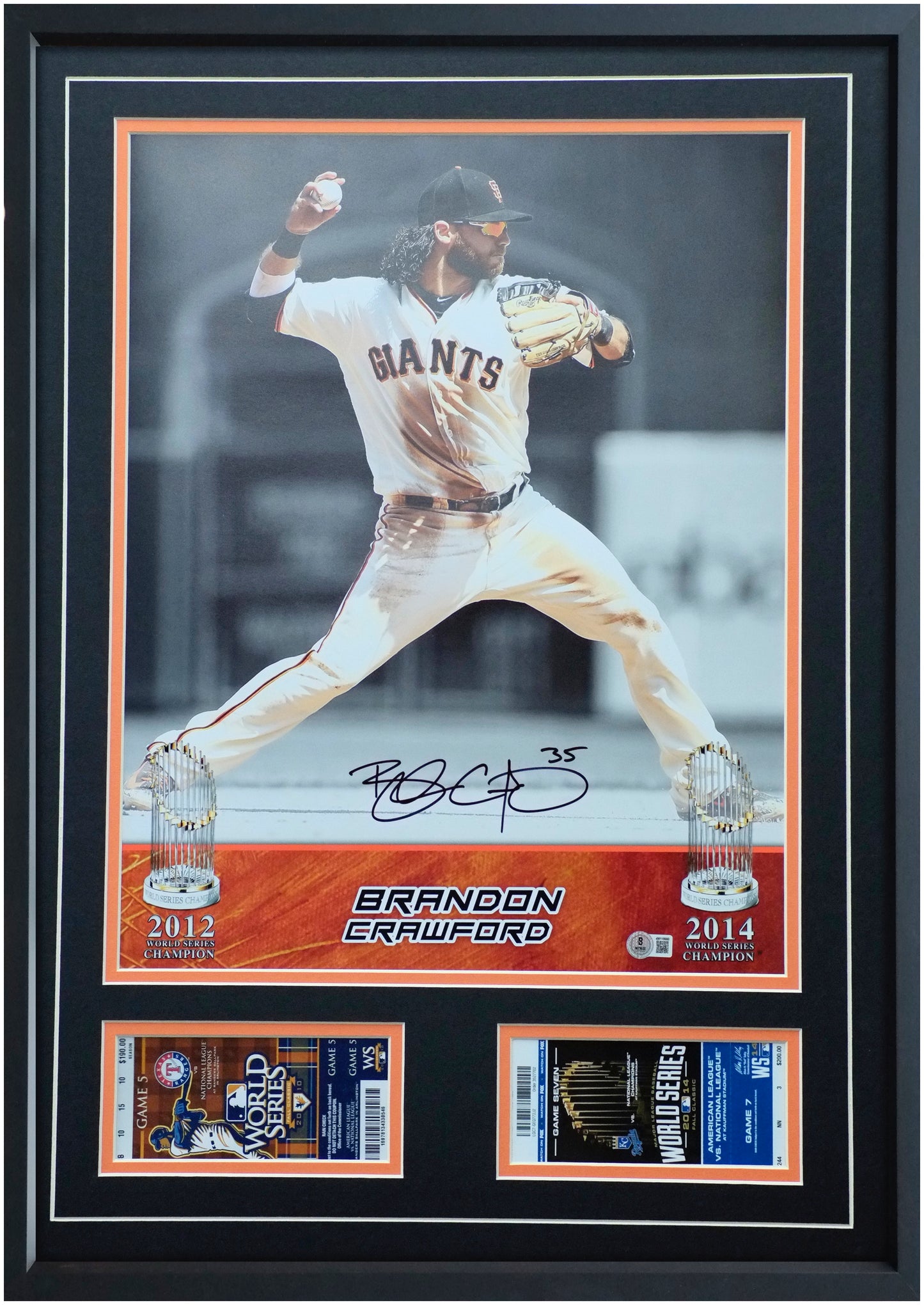 Brandon Crawford 16x24 Portrait Art with Replica Tickets – Signed & Authenticated