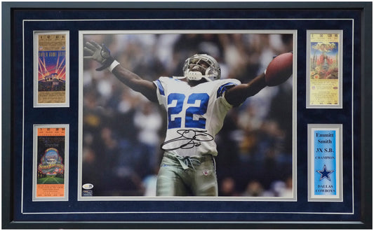 Emmitt Smith 24x12 Signed Art with Tickets – Authenticated